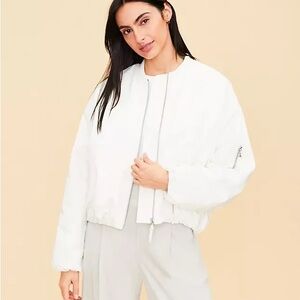 NWT Ann Taylor LOFT Lou & Grey Twill Bomber White Jacket Size XL